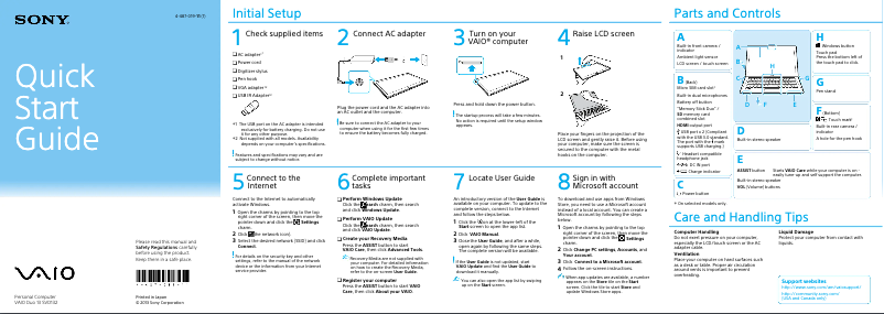 Imagen de la primera página del manual del dispositivo Vaio Duo 13 SVD13233CXB