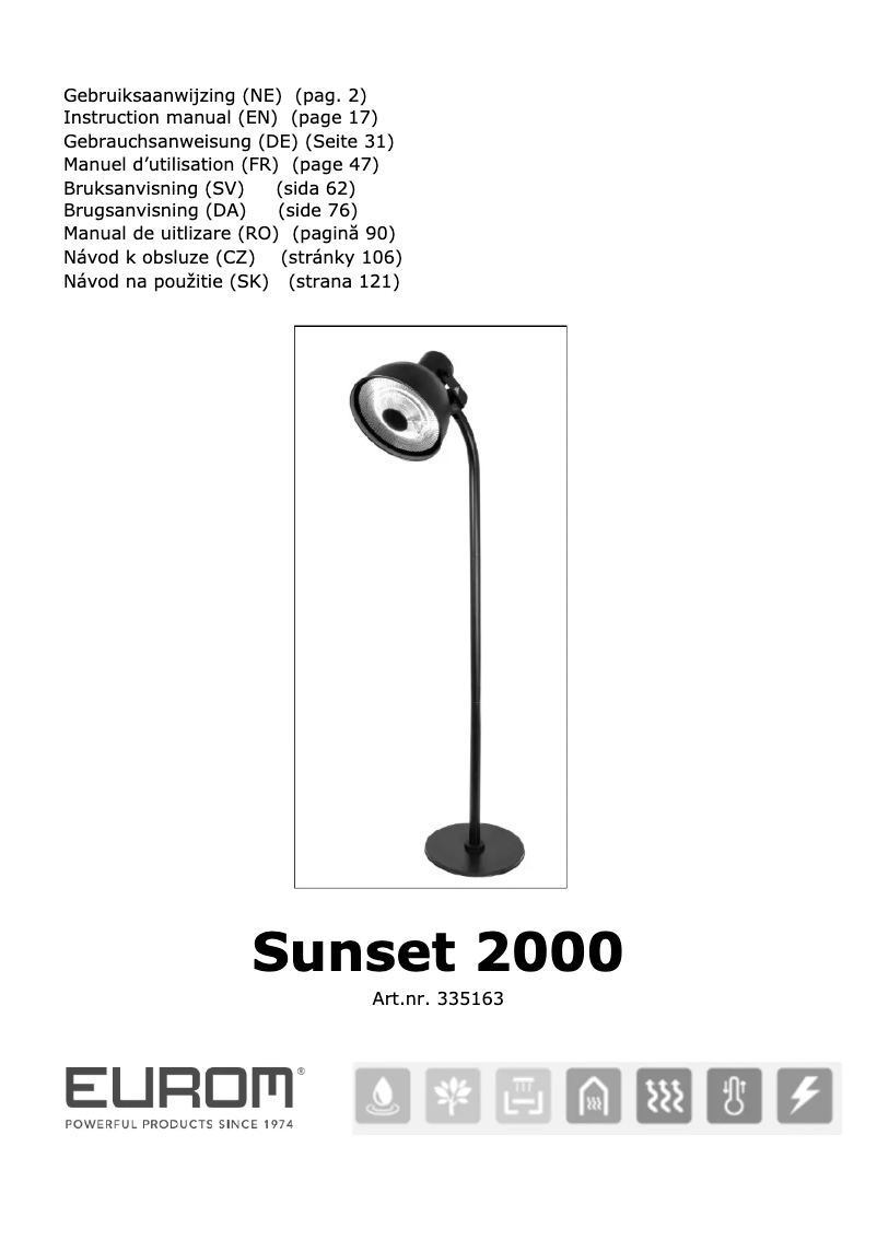 Imagen de la primera página del manual del dispositivo Sunset 2000