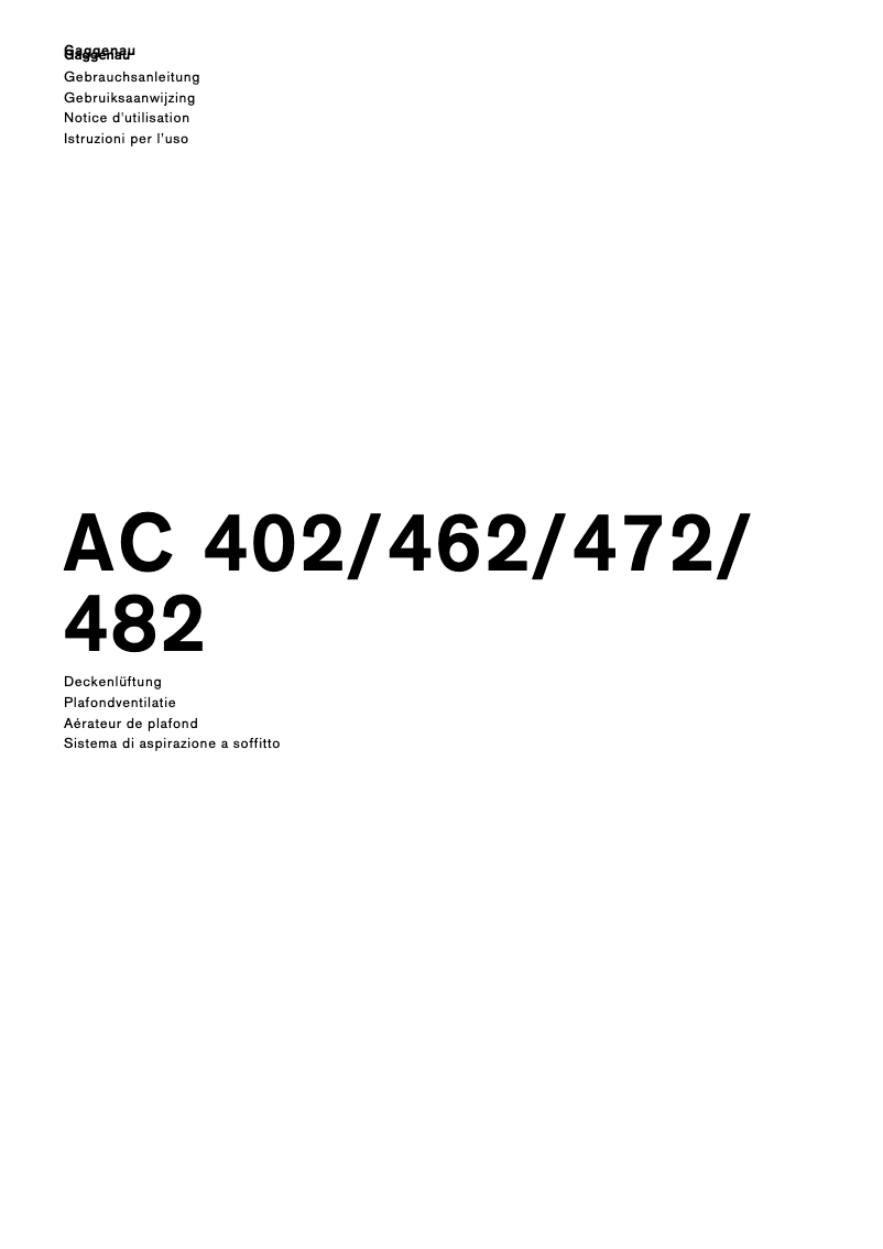 Página 1 del manual Manual de usuario Gaggenau AC462181