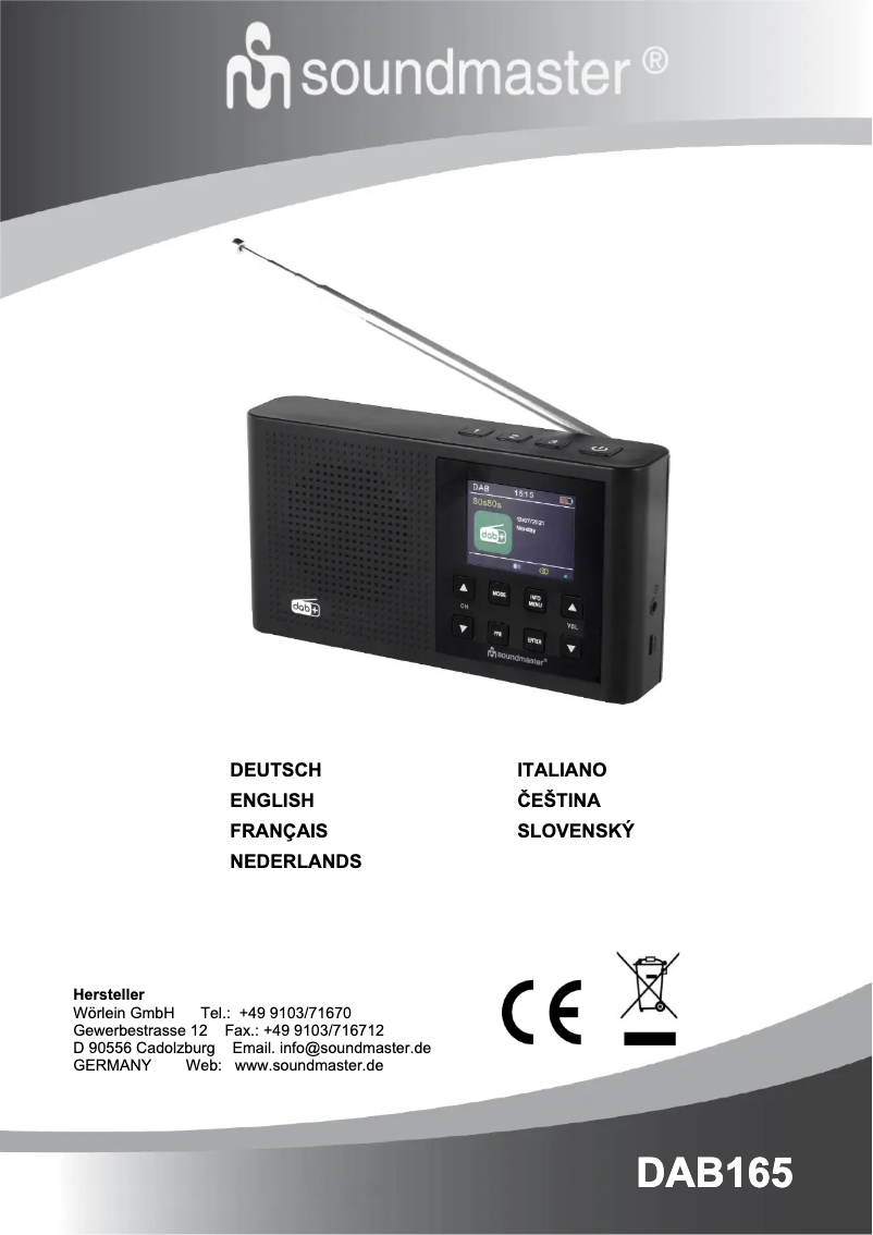 Imagen de la primera página del manual del dispositivo DAB165