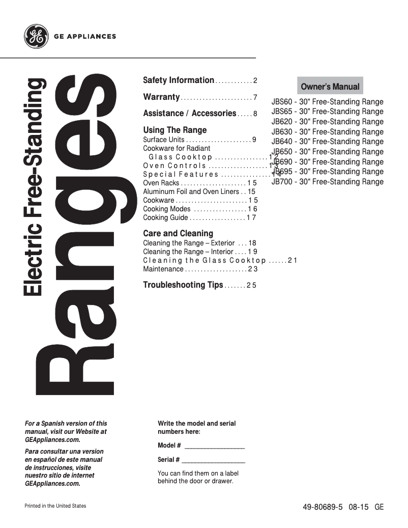 Imagen de la primera página del manual del dispositivo JB690DFBB
