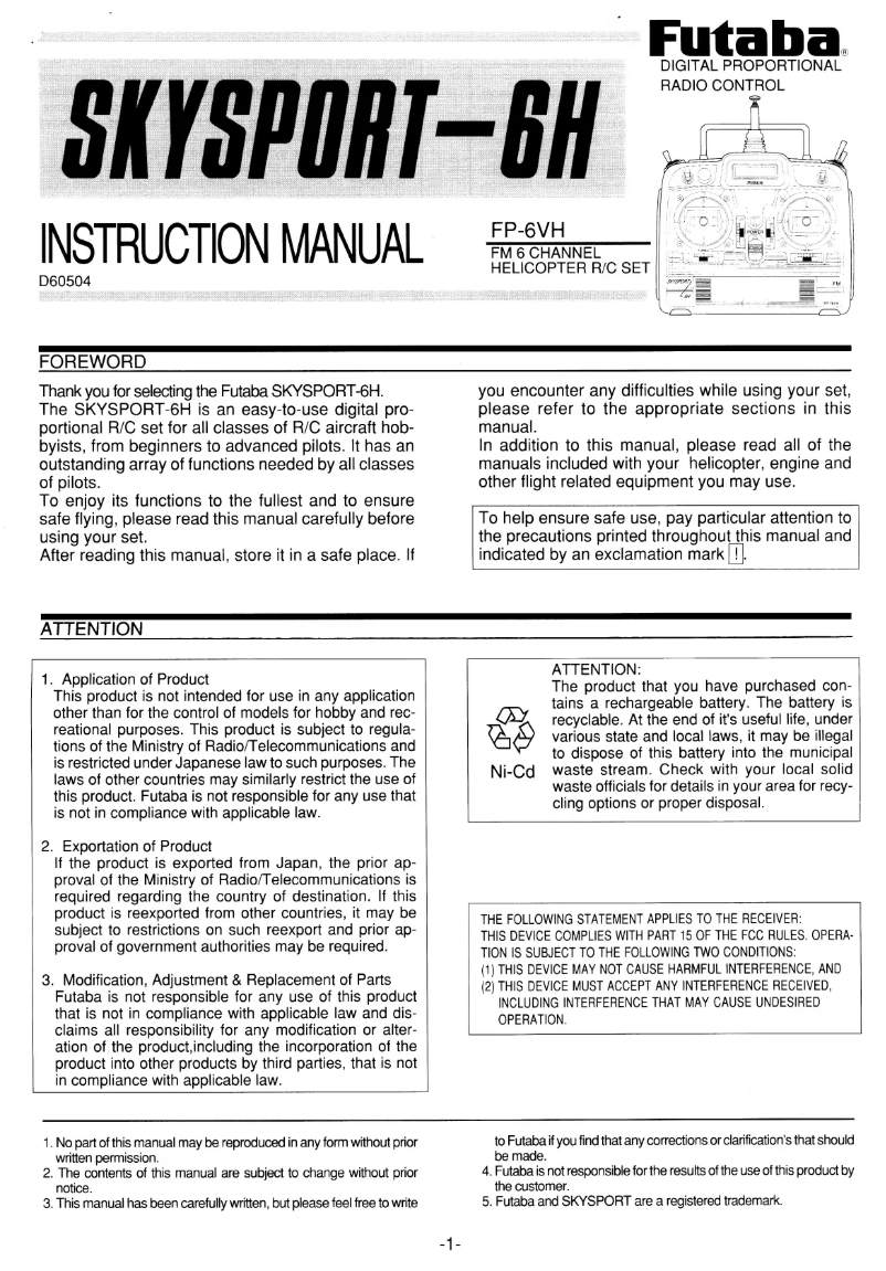 Página 1 del manual Manual de usuario Futaba SKYSPORT_6H