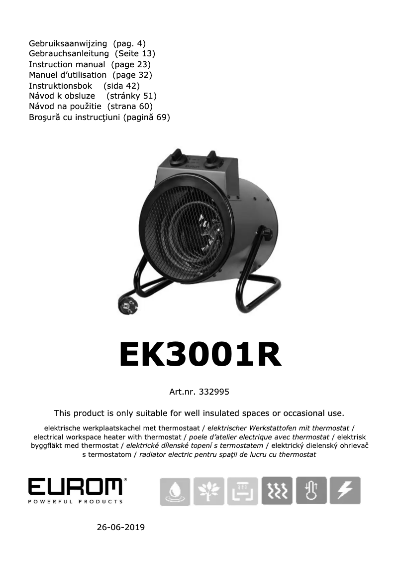 Página nº 1 - Manual de usuario Eurom EK3001R