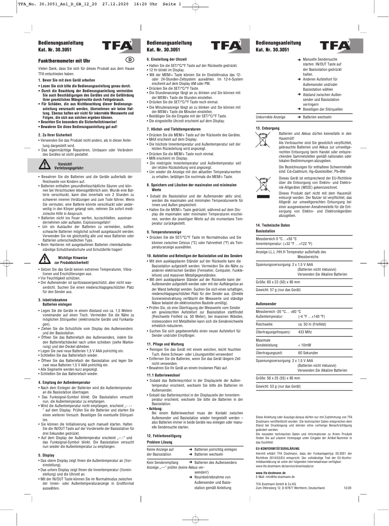 Imagen de la primera página del manual del dispositivo 30.3051.01