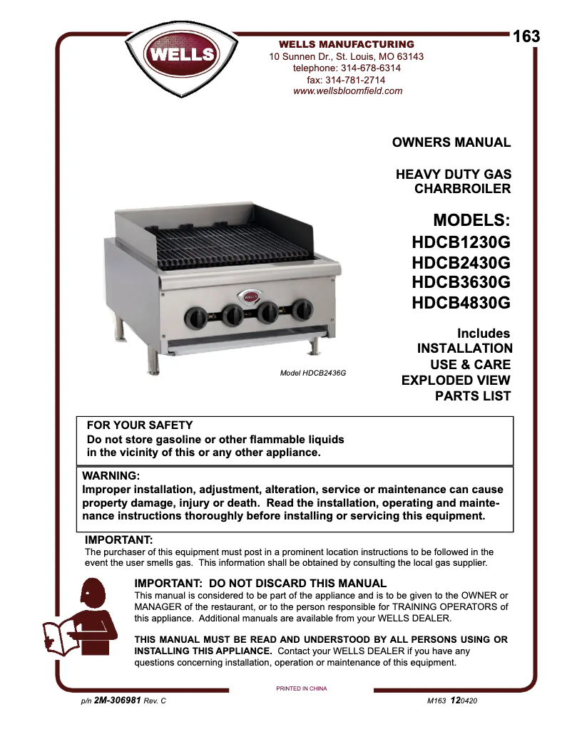 Imagen de la primera página del manual del dispositivo HDCB1230G