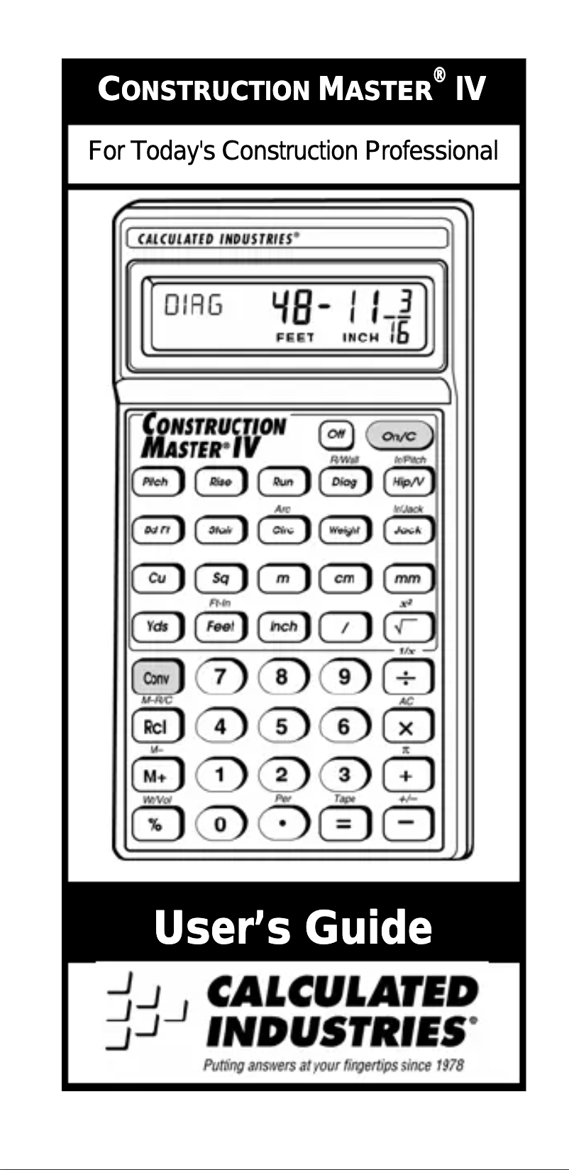 Imagen de la primera página del manual del dispositivo Construction Master IV