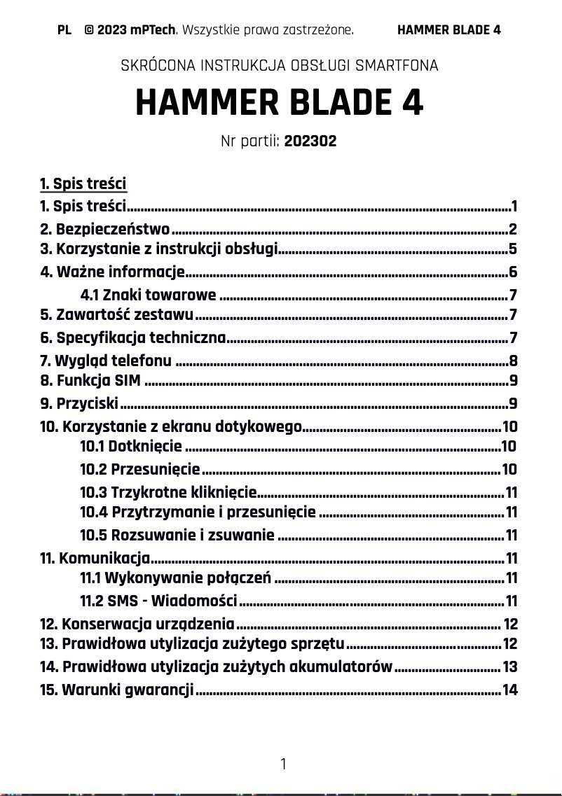 Imagen de la primera página del manual del dispositivo Blade 4