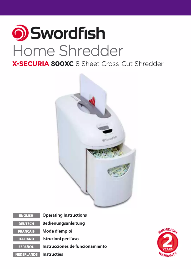 Imagen de la primera página del manual del dispositivo X-Securia 800XC