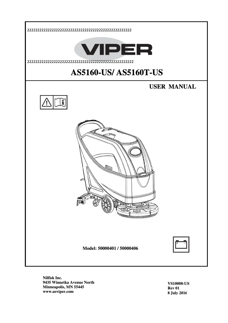 Página nº 1 - Manual de usuario Nilfisk Viper AS5160