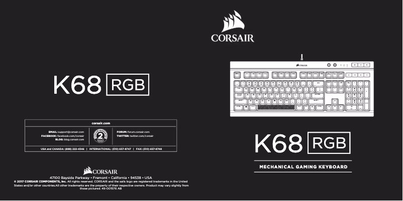 Página 1 del manual Manual de usuario Corsair K68 RGB
