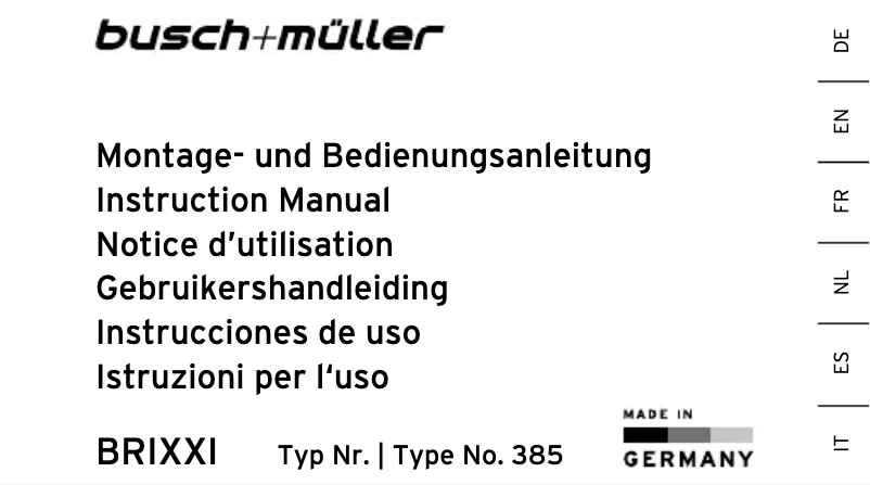 Página nº 1 - Manual de usuario Busch + Müller BRIXXI