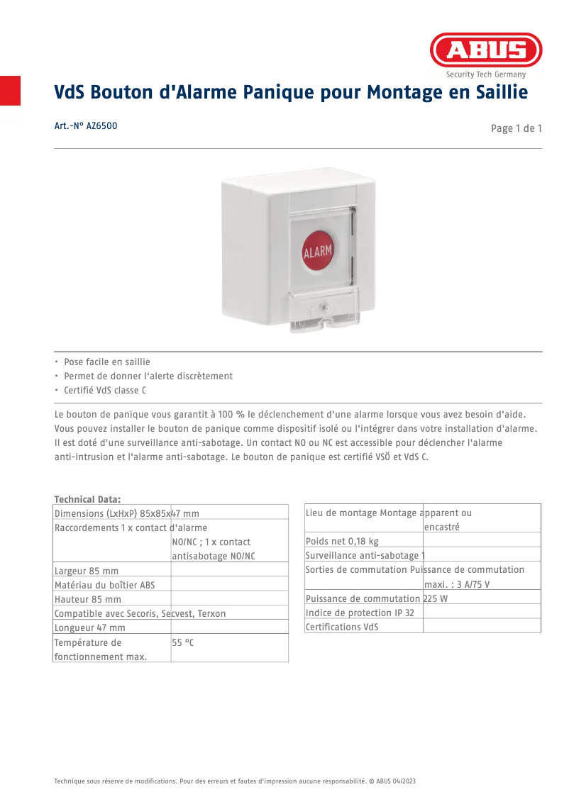 Imagen de la primera página del manual del dispositivo AZ6500