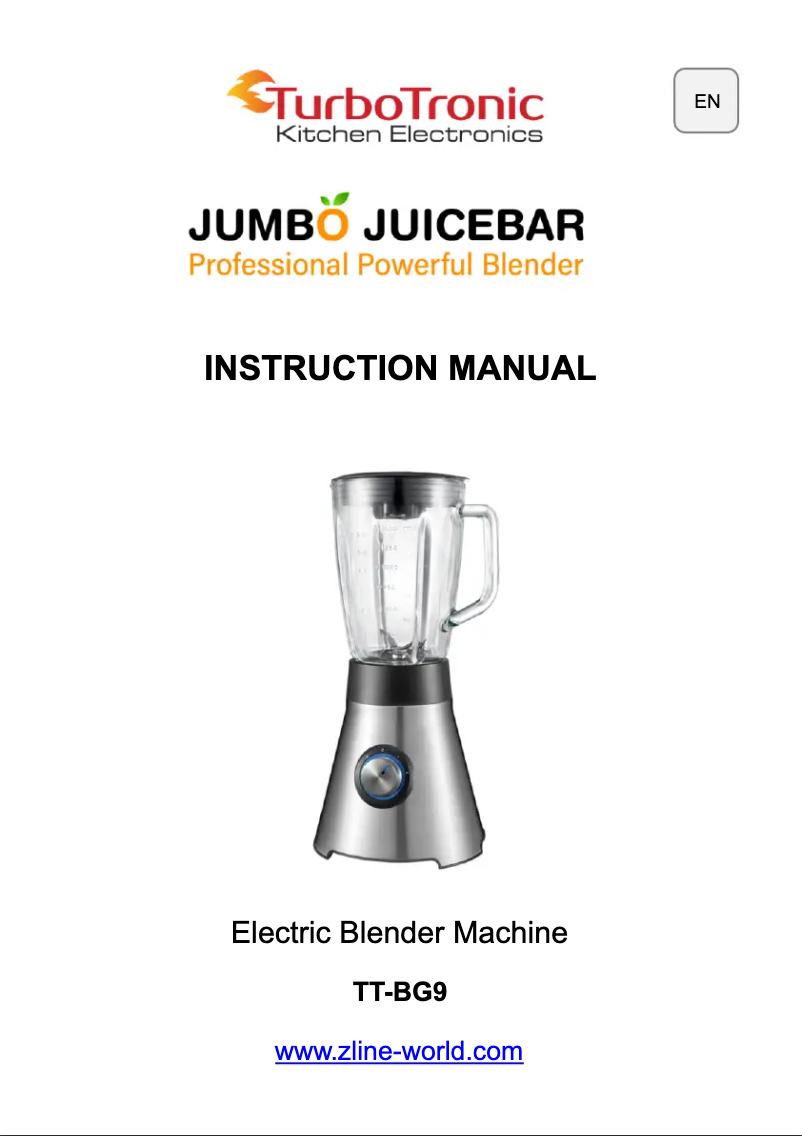 Imagen de la primera página del manual del dispositivo Jumbo Juicebar TT-BG9