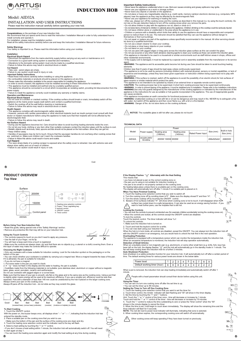 Imagen de la primera página del manual del dispositivo AID32A