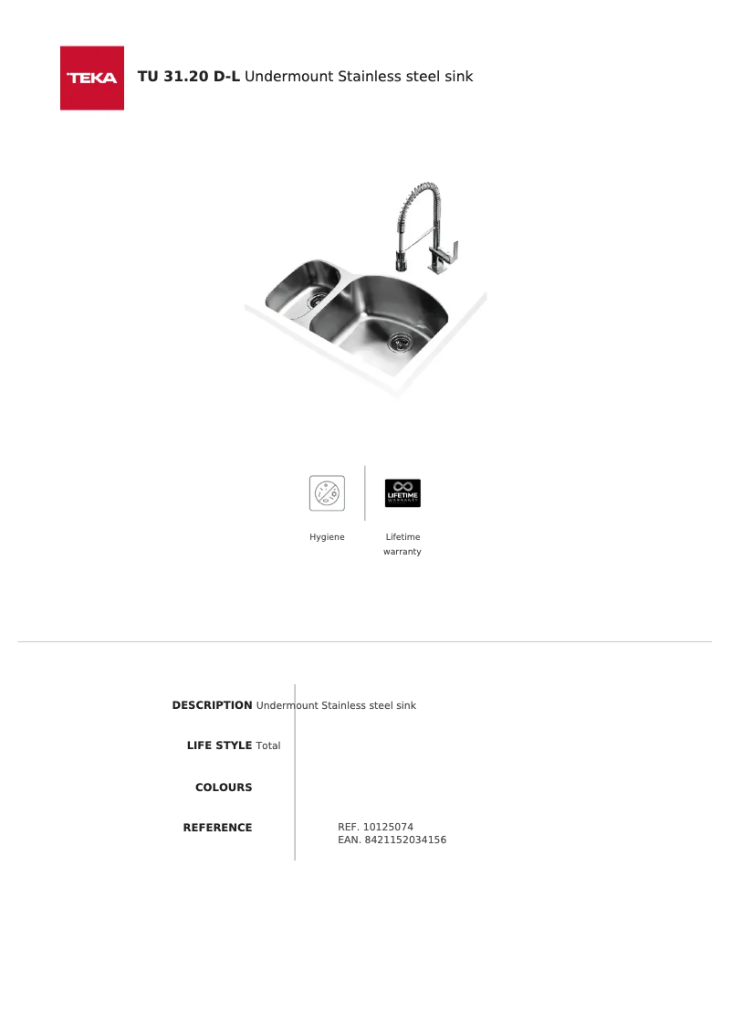 Página 1 del manual Ficha técnica Teka TU 31.20 D-L