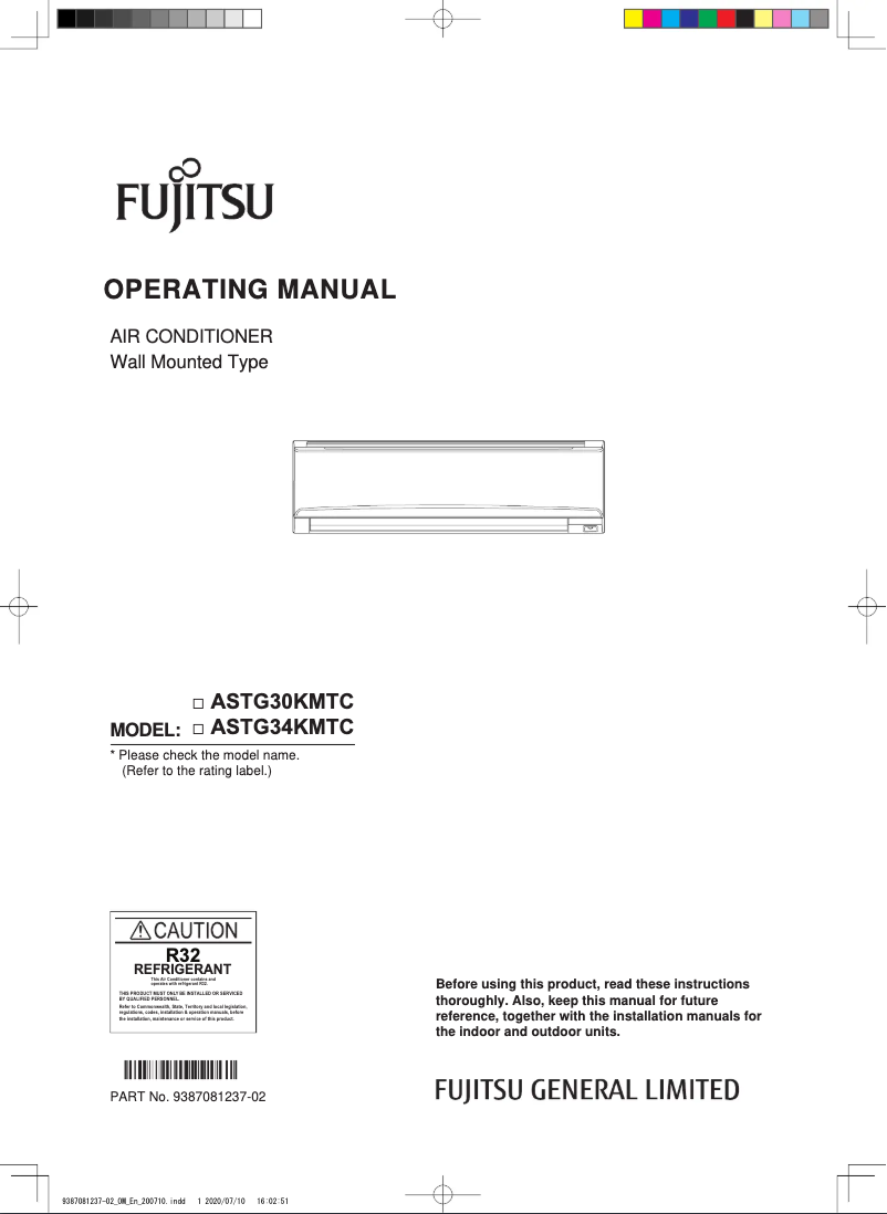 Página 1 del manual Manual de usuario Fujitsu Lifestyle ASTG30KMTC