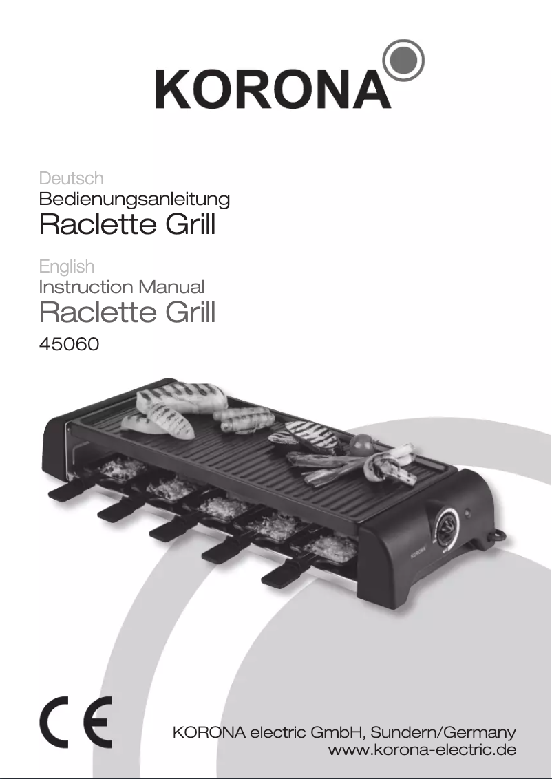 Página 1 del manual Manual de usuario Korona Raclette Grill 45060