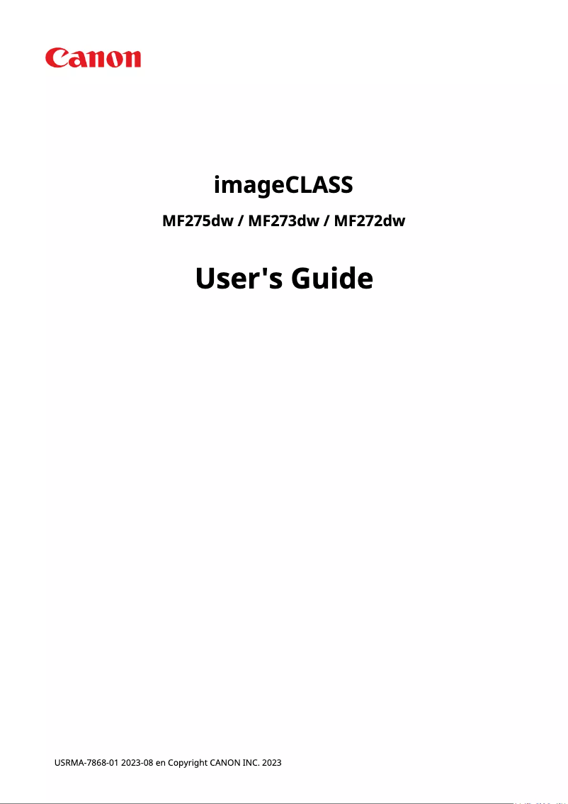 Página nº 1 - Manual de usuario Canon imageCLASS MF275dw