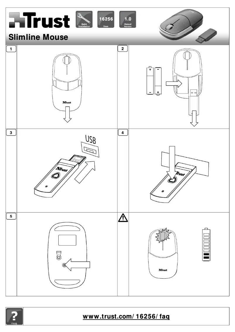 Página 1 del manual Manual de usuario Trust Slimline Wireless Mini Mouse 16256