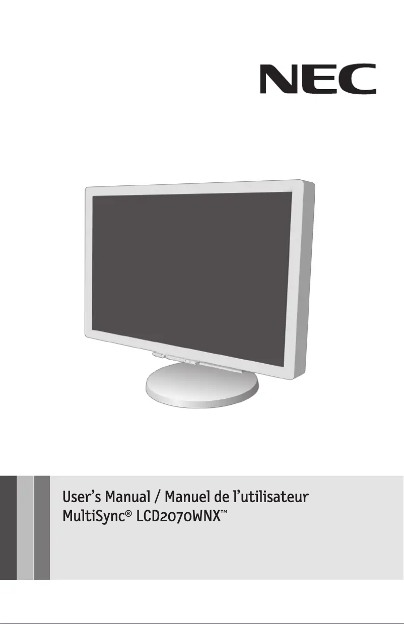 Página nº 1 - Manual de usuario NEC MultiSync LCD2070WNX