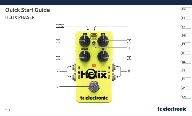 Imagen de la primera página del manual del dispositivo Helix Phaser