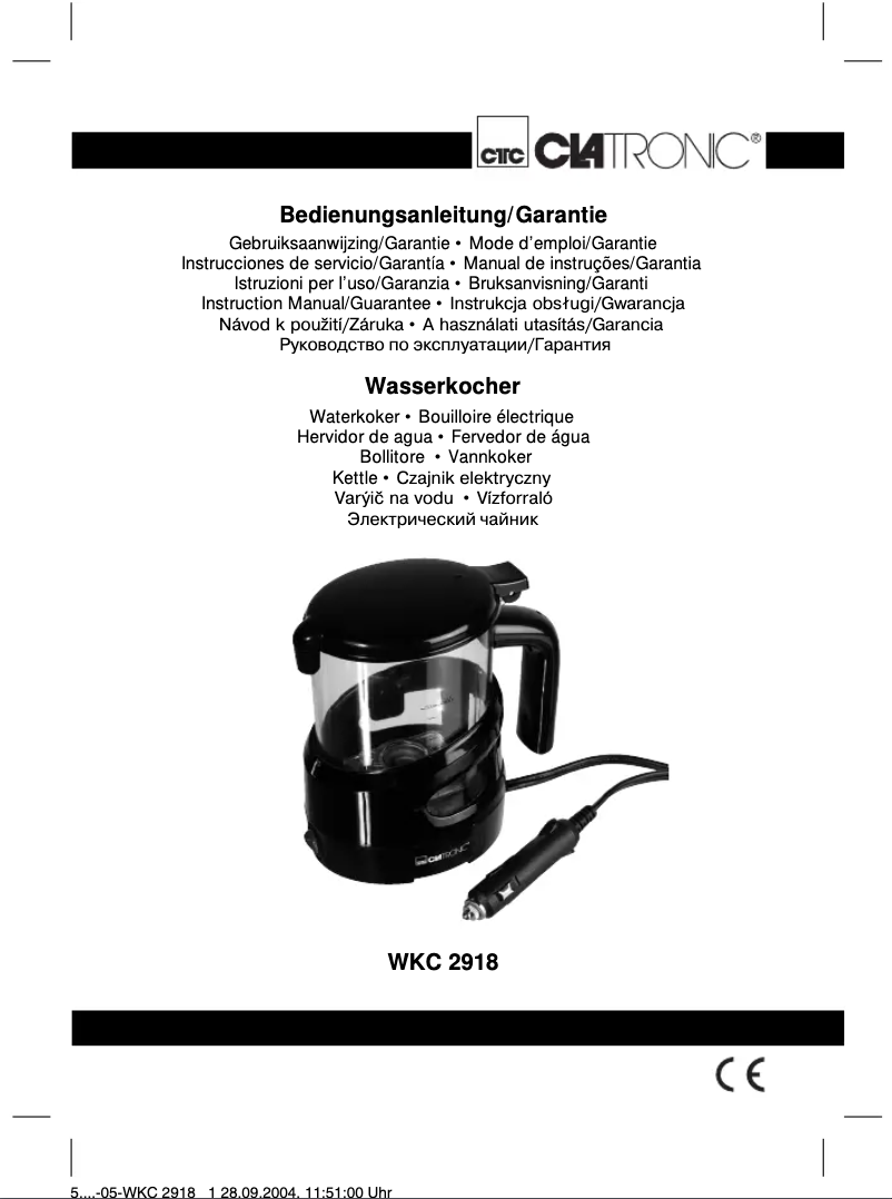 Página 1 del manual Manual de usuario Clatronic WKC 2918