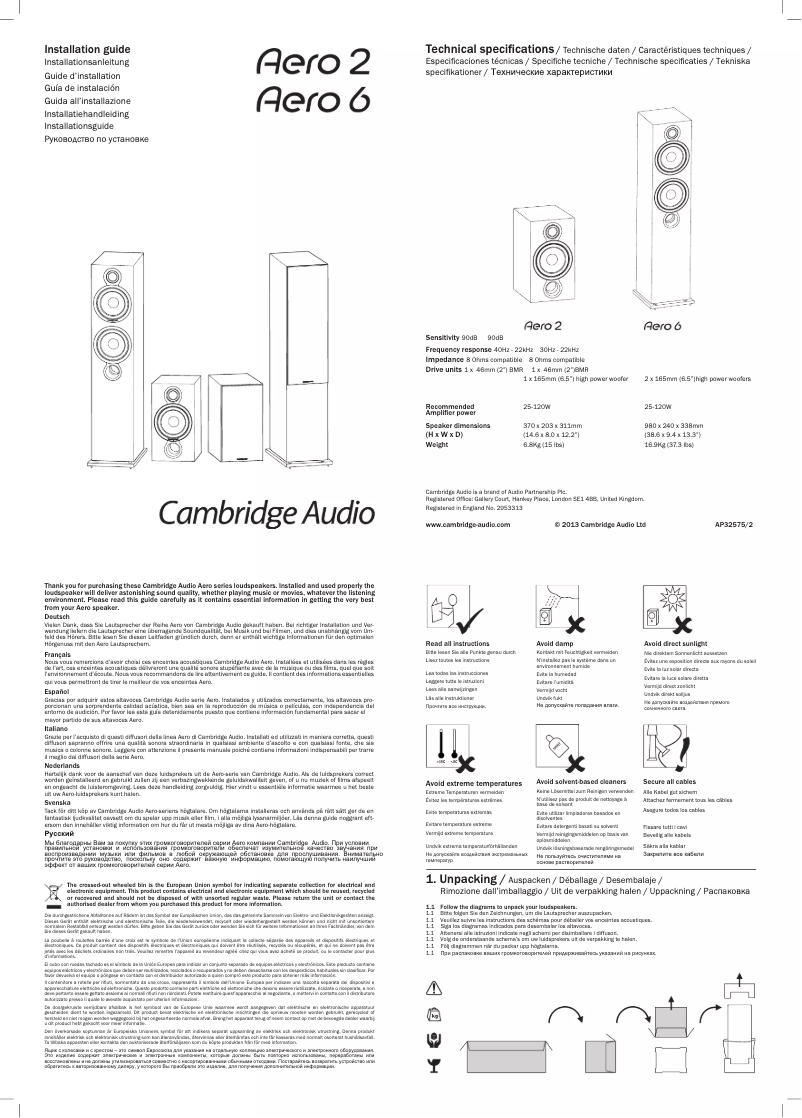 Página 1 del manual Manual de usuario Cambridge Aero 2