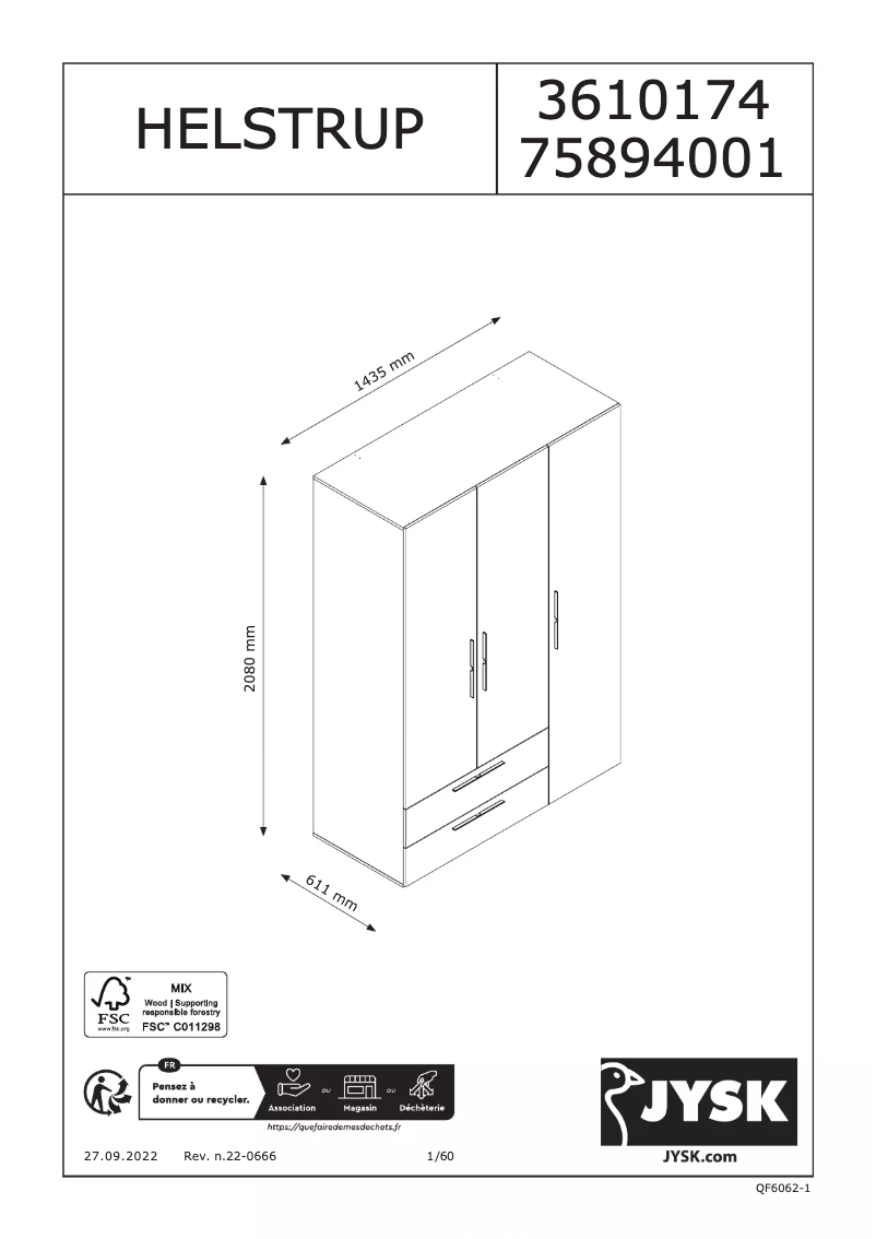 Página 1 del manual Manual de usuario JYSK HELSTRUP 144x208