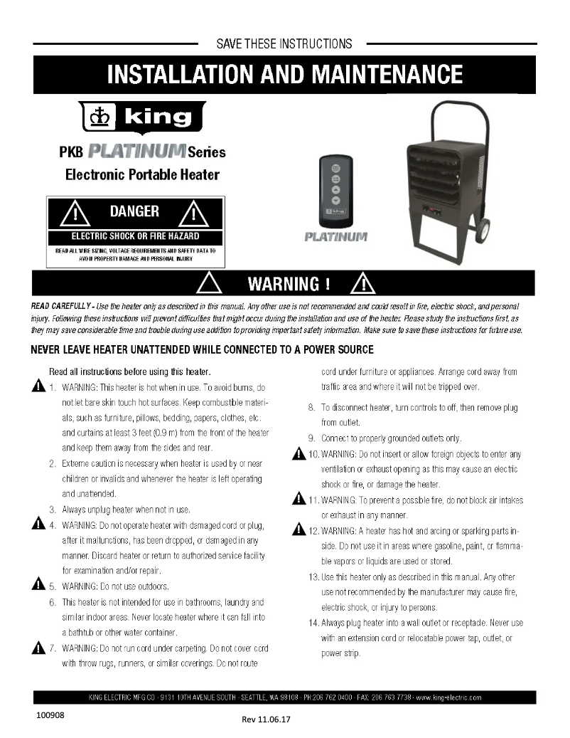 Página 1 del manual Manual de usuario King Platinum PKB2410-1-P-25C