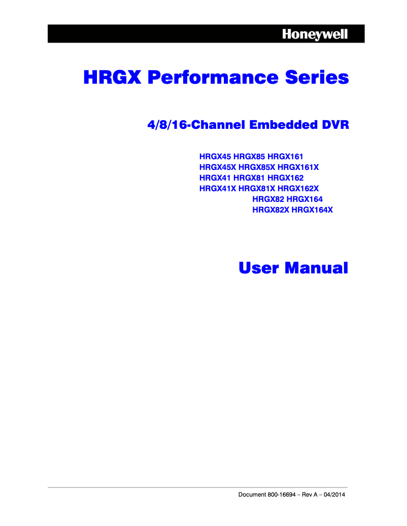 Imagen de la primera página del manual del dispositivo HRGX162X