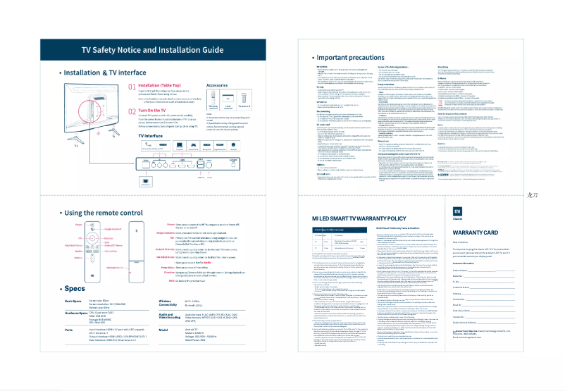 Imagen de la primera página del manual del dispositivo Mi TV 4A 32 Horizon Edition