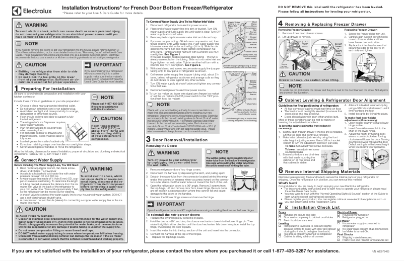 Página 1 del manual Guía de instalación Electrolux ICON E23BC69SPS