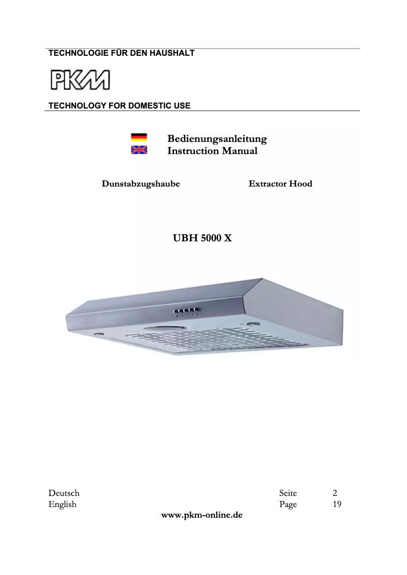 Imagen de la primera página del manual del dispositivo UBH5000X