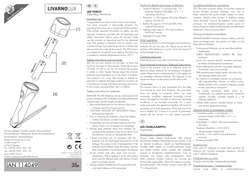 Imagen de la primera página del manual del dispositivo IAN 114049