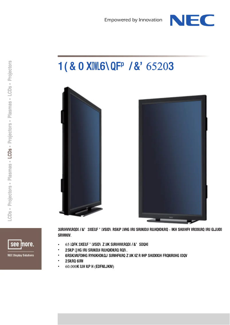 Imagen de la primera página del manual del dispositivo MultiSync LCD6520P