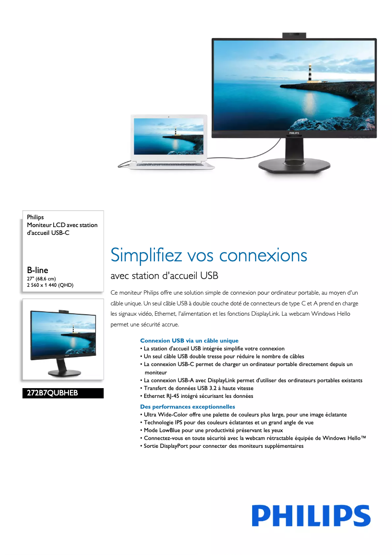 Página 1 del manual Ficha técnica Philips B Line 272B7QUBHEB