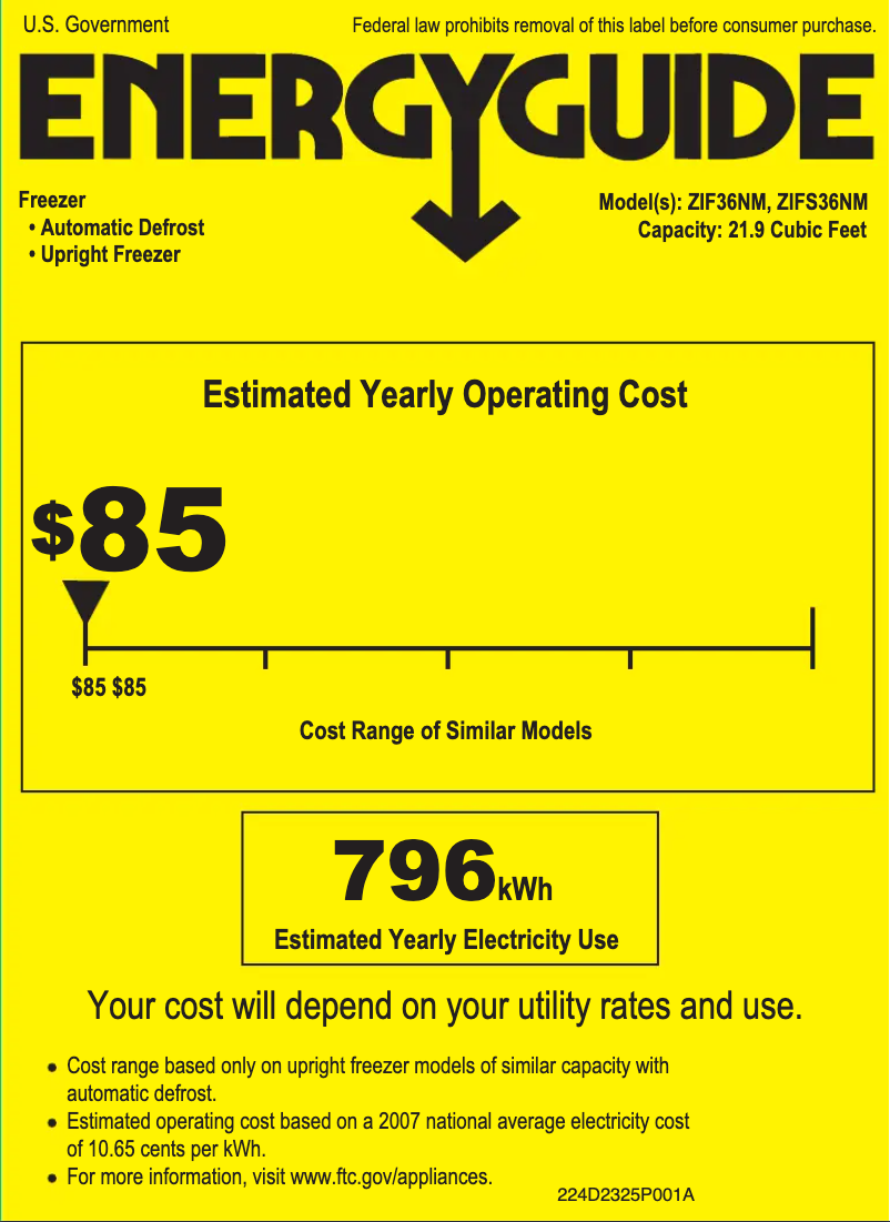 Página 1 del manual Etiqueta energética GE ZIF36NMLH