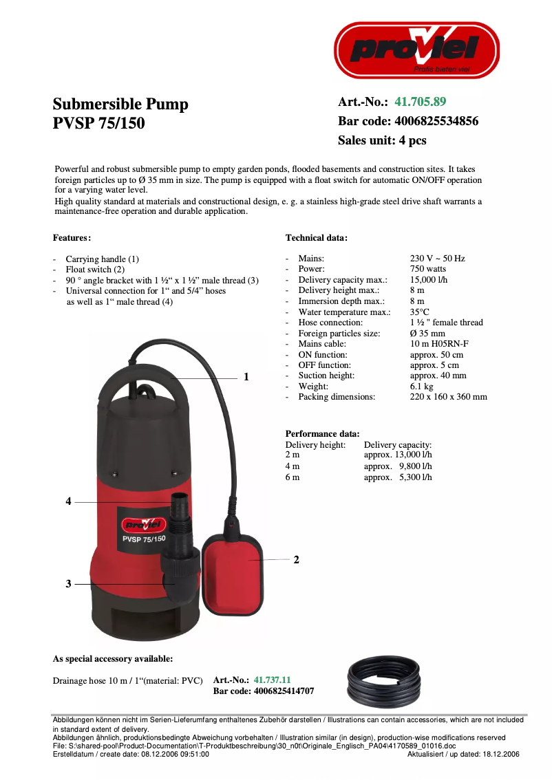 Página nº 1 - Manual de usuario Proviel PVSP 75/150