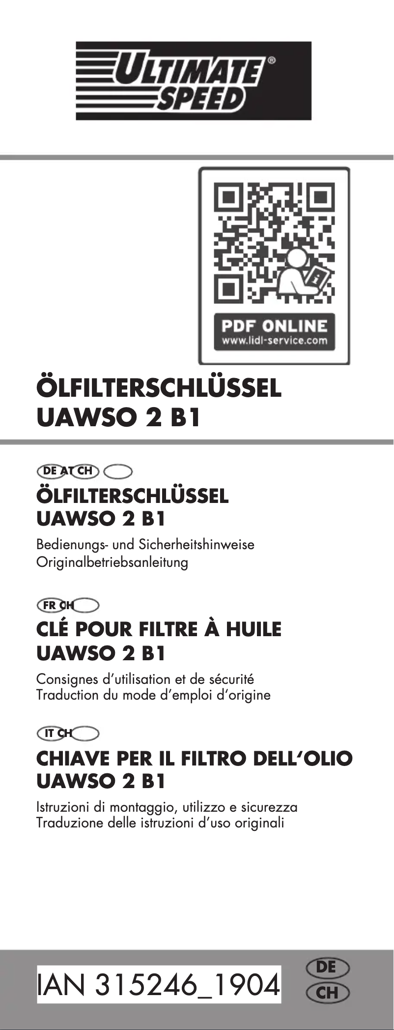 Imagen de la primera página del manual del dispositivo UAWSO 2 B1