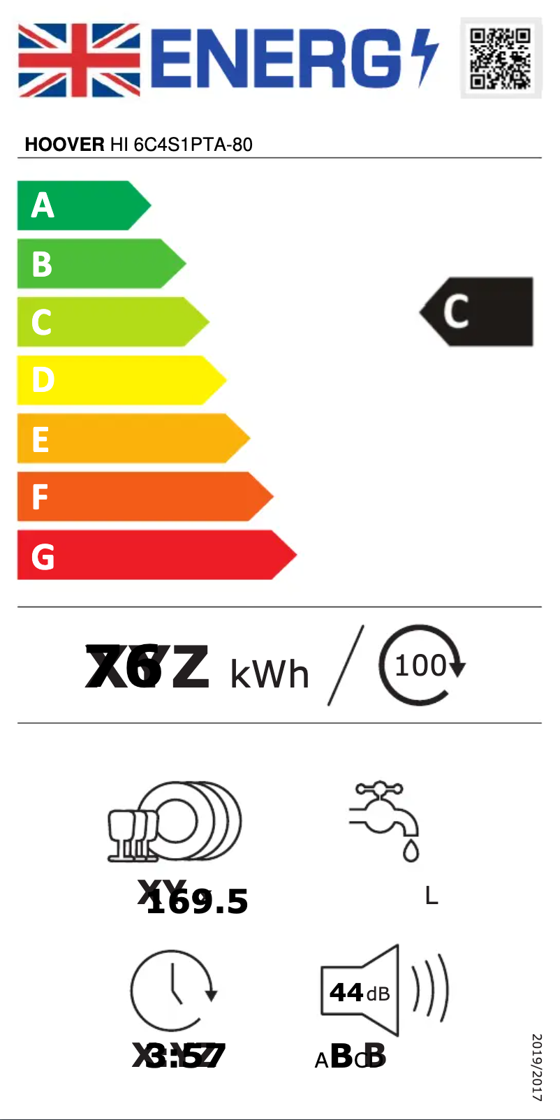 Página 1 del manual Etiqueta energética Hoover HI 6C4S1PTA-80