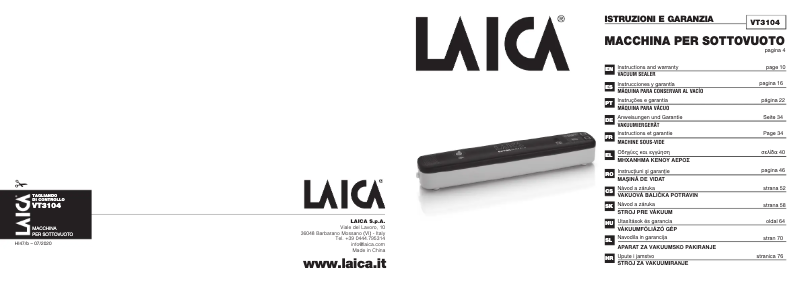 Página 1 del manual Manual de usuario Laica VT3104