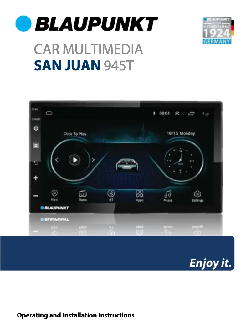 Página 1 del manual Manual de usuario Blaupunkt San Juan 945T