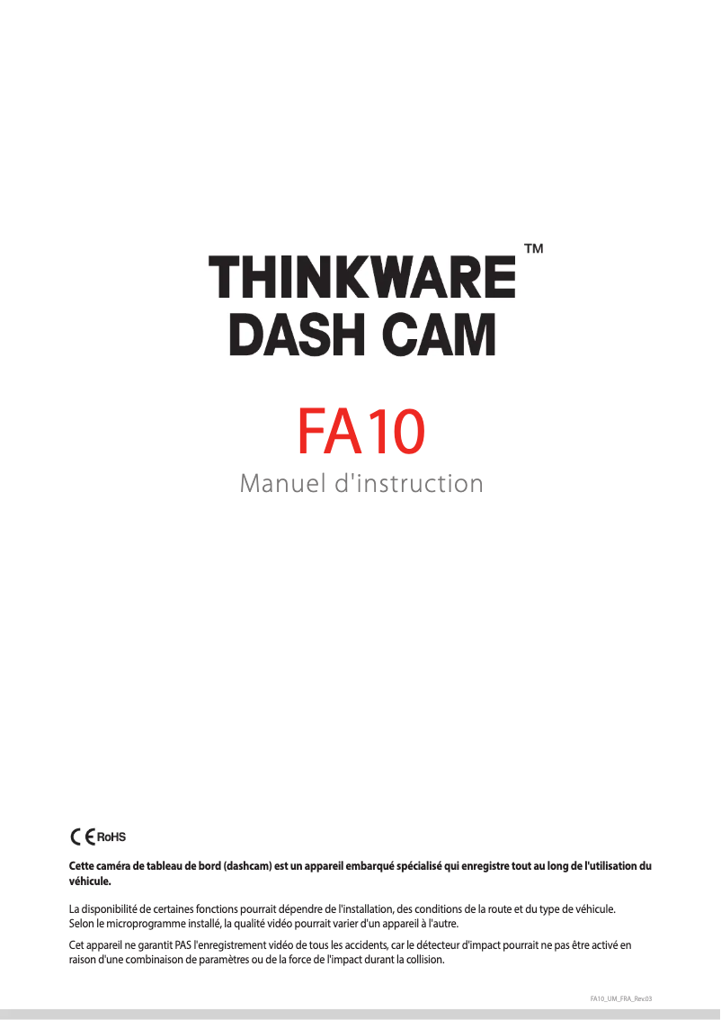 Página 1 del manual Manual de usuario Thinkware FA10