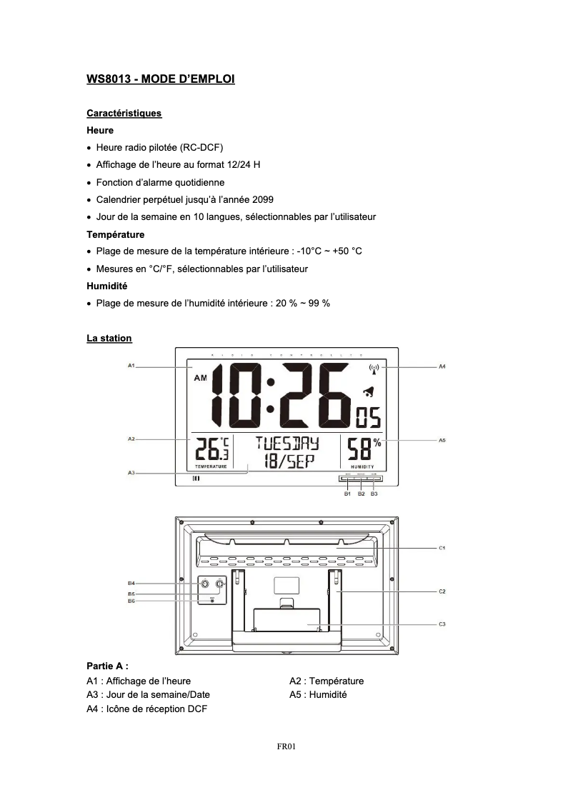 Página nº 1 - Manual de usuario La Crosse Technology WS8013