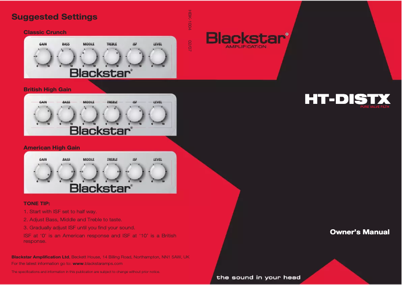 Página 1 del manual Manual de usuario Blackstar HT-DistX