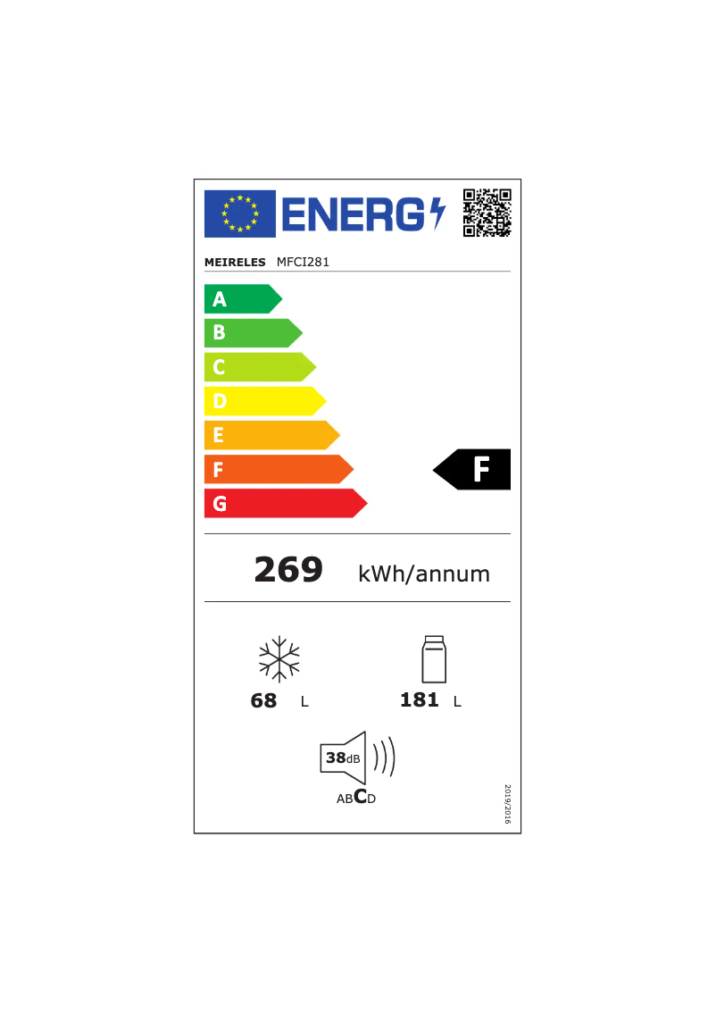 Página 1 del manual Etiqueta energética Meireles MFCI 281