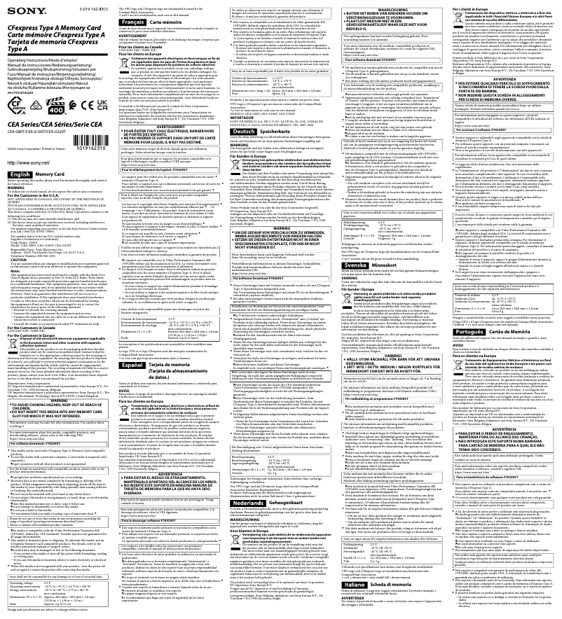 Imagen de la primera página del manual del dispositivo CEA-G320T