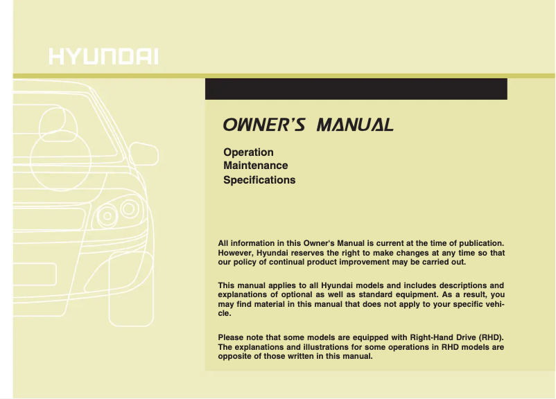 Página 1 del manual Manual de usuario Hyundai Velostar (2018)