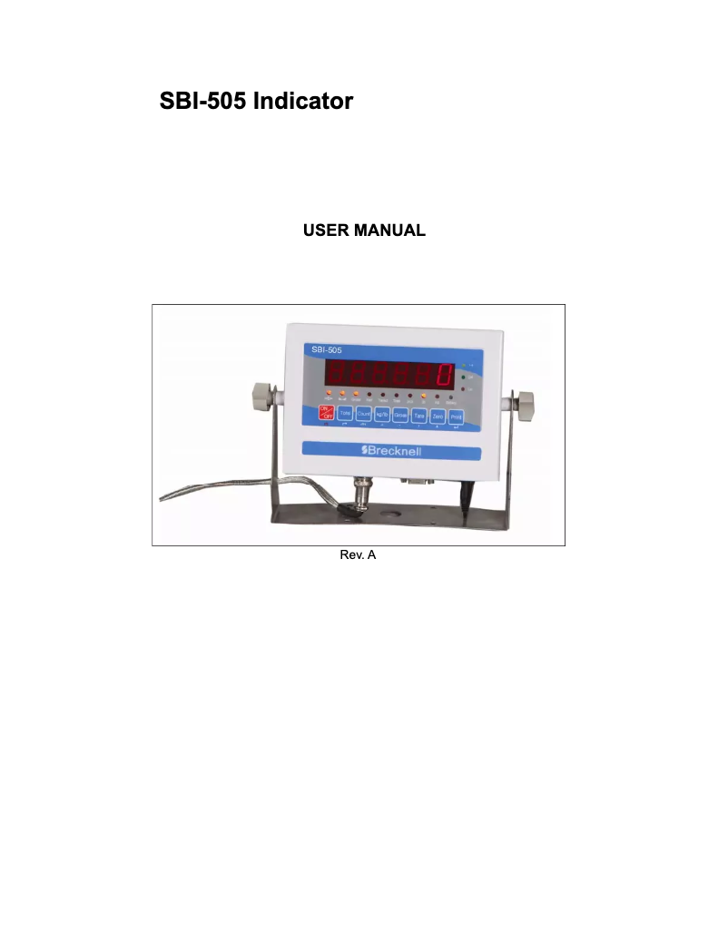 Imagen de la primera página del manual del dispositivo SBI-505