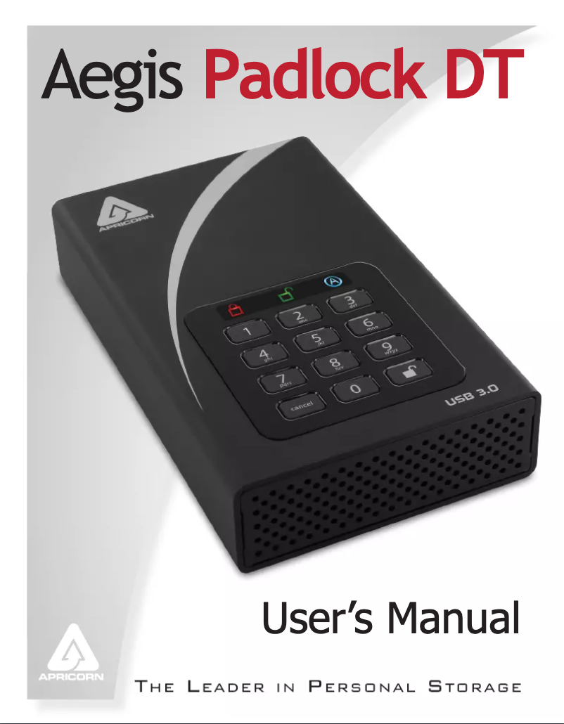 Imagen de la primera página del manual del dispositivo Aegis Padlock DT 10TB